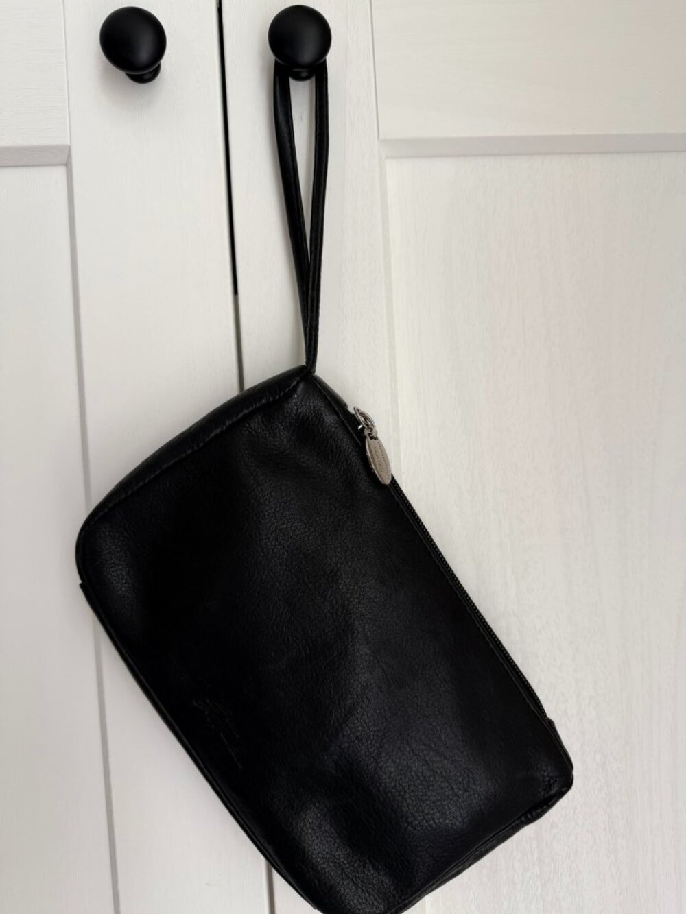 Classic Black Leather Stone Mountain Minimalist Soft Leather Wristlet Clutch